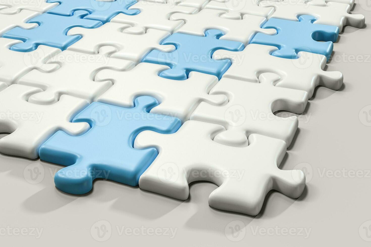 Blank puzzles arranged neatly with white background, 3d rendering. photo