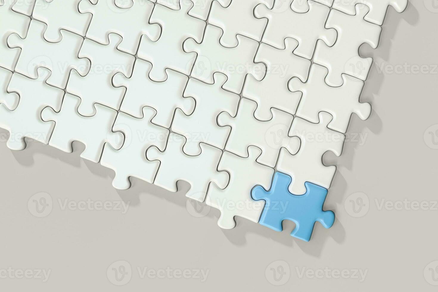 Blank puzzles arranged neatly with white background, 3d rendering. photo