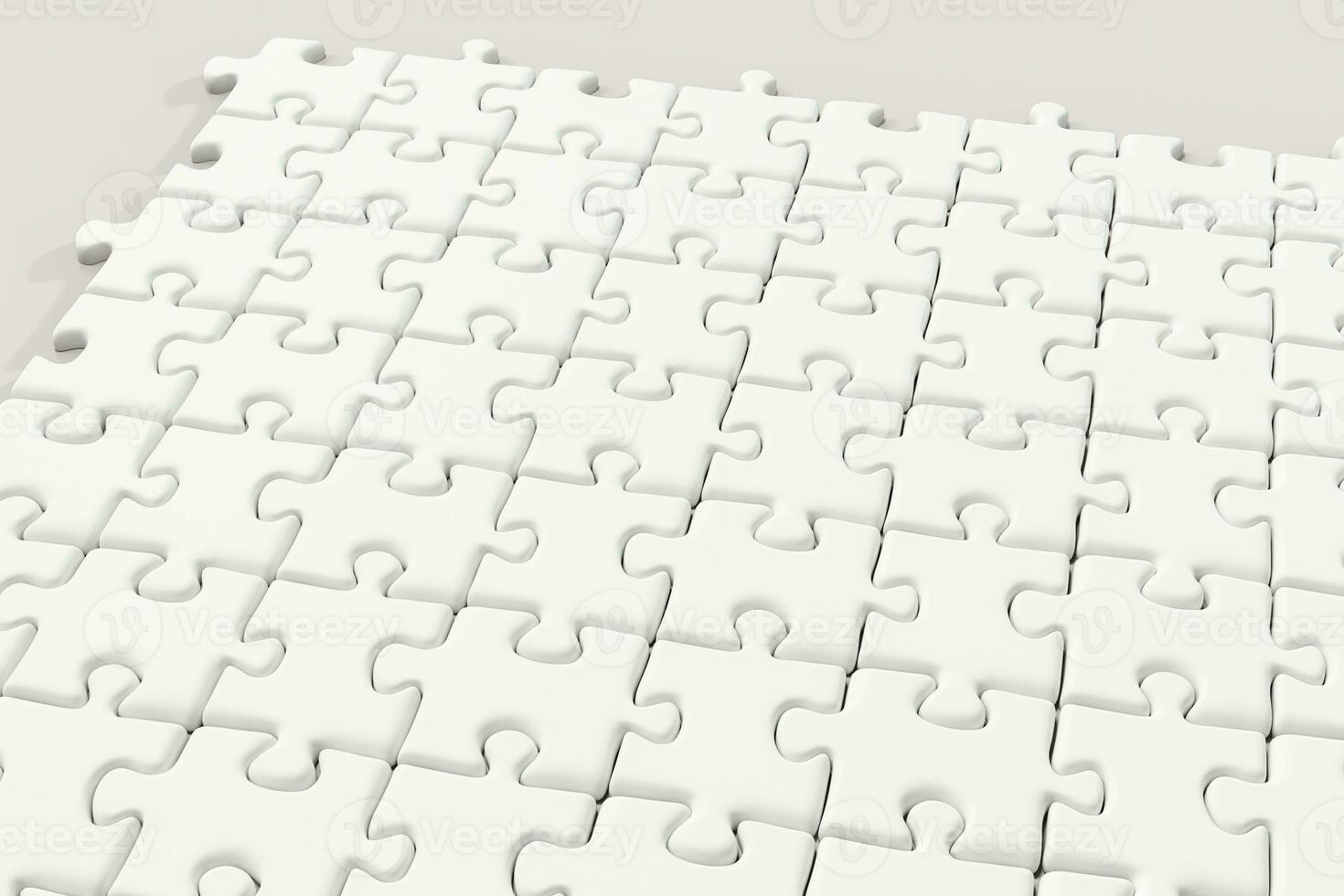 Blank puzzles arranged neatly with white background, 3d rendering. photo