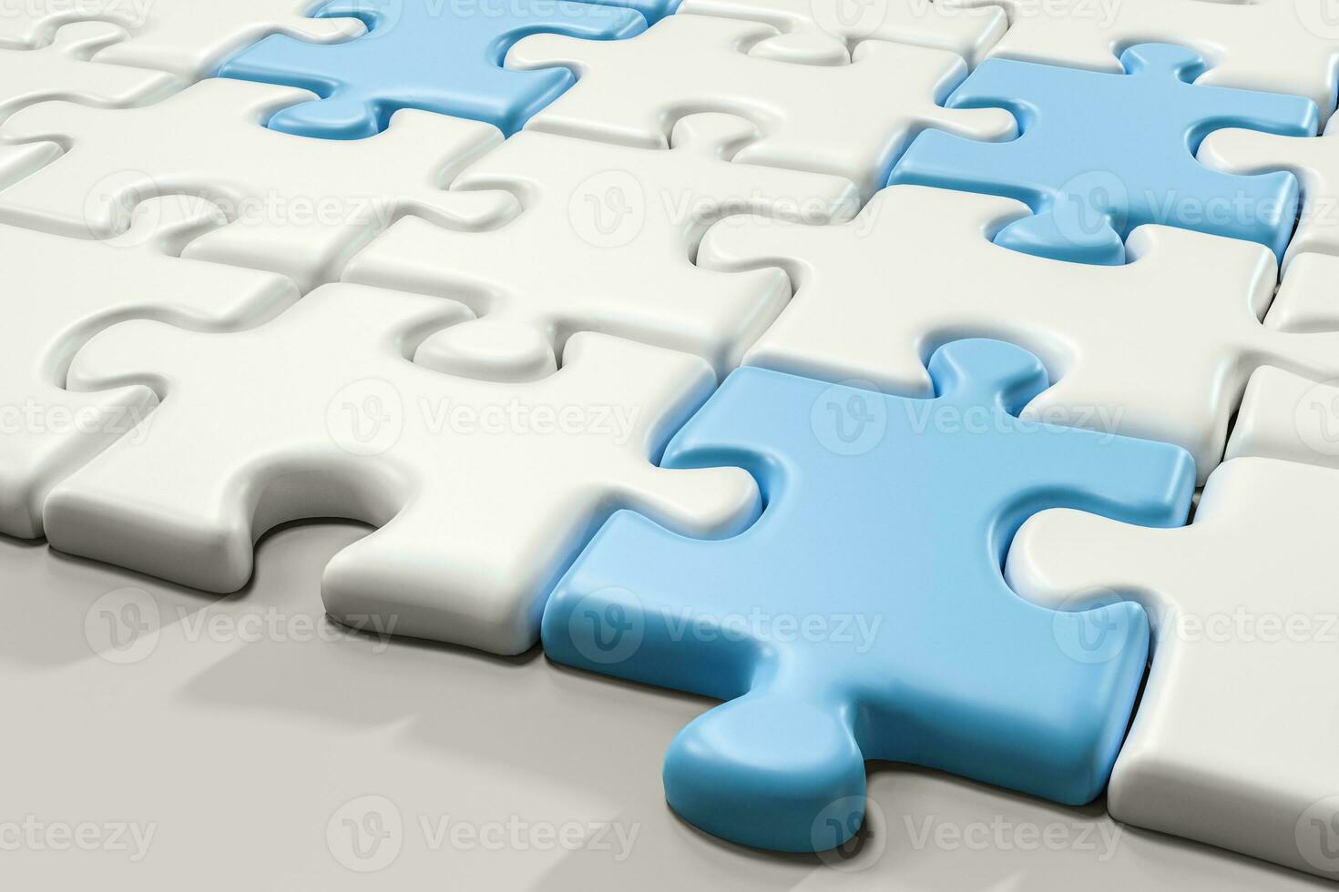 Blank puzzles arranged neatly with white background, 3d rendering. photo