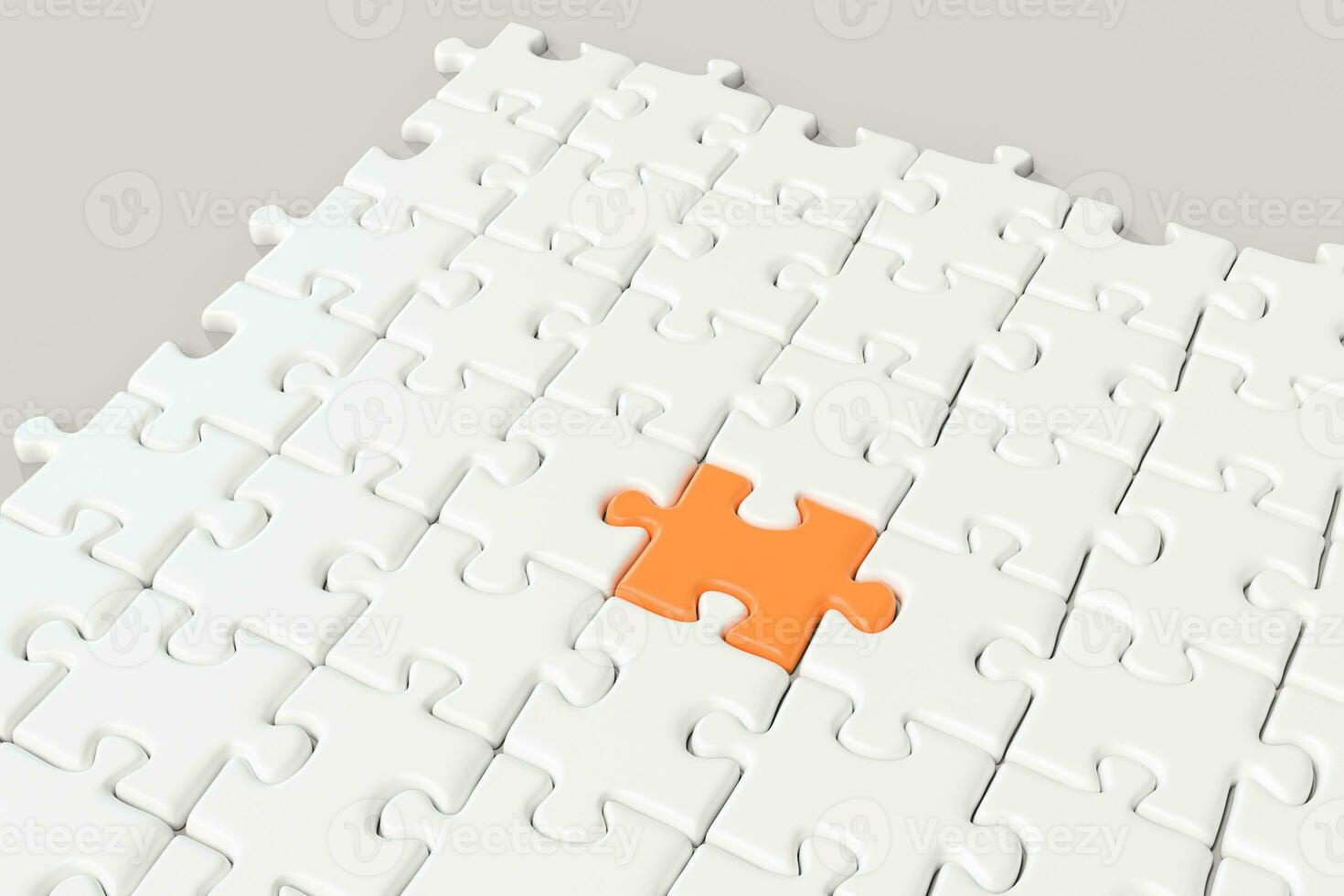 Blank puzzles arranged neatly with white background, 3d rendering. photo