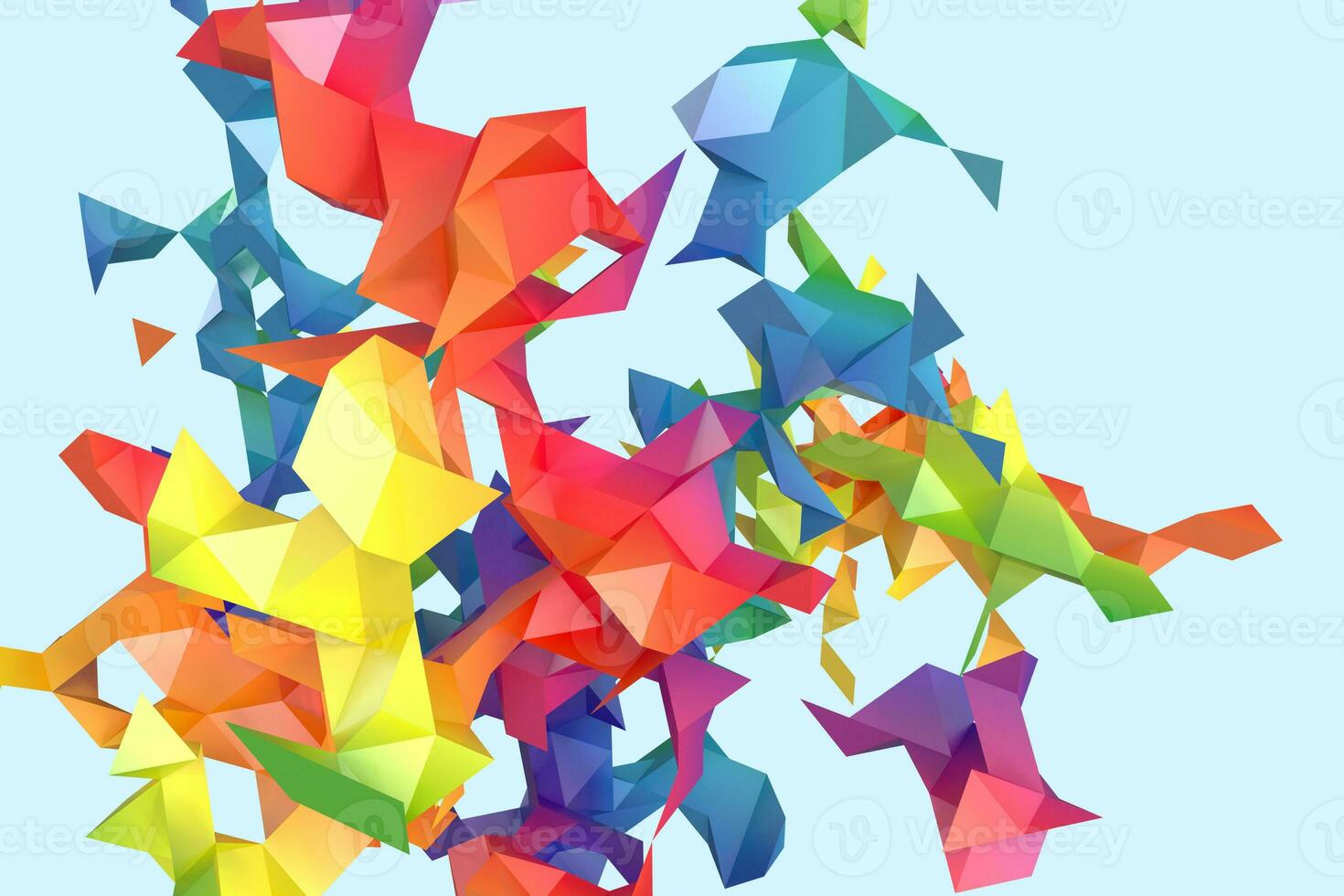 Triangular paper with creative shapes, 3d rendering photo