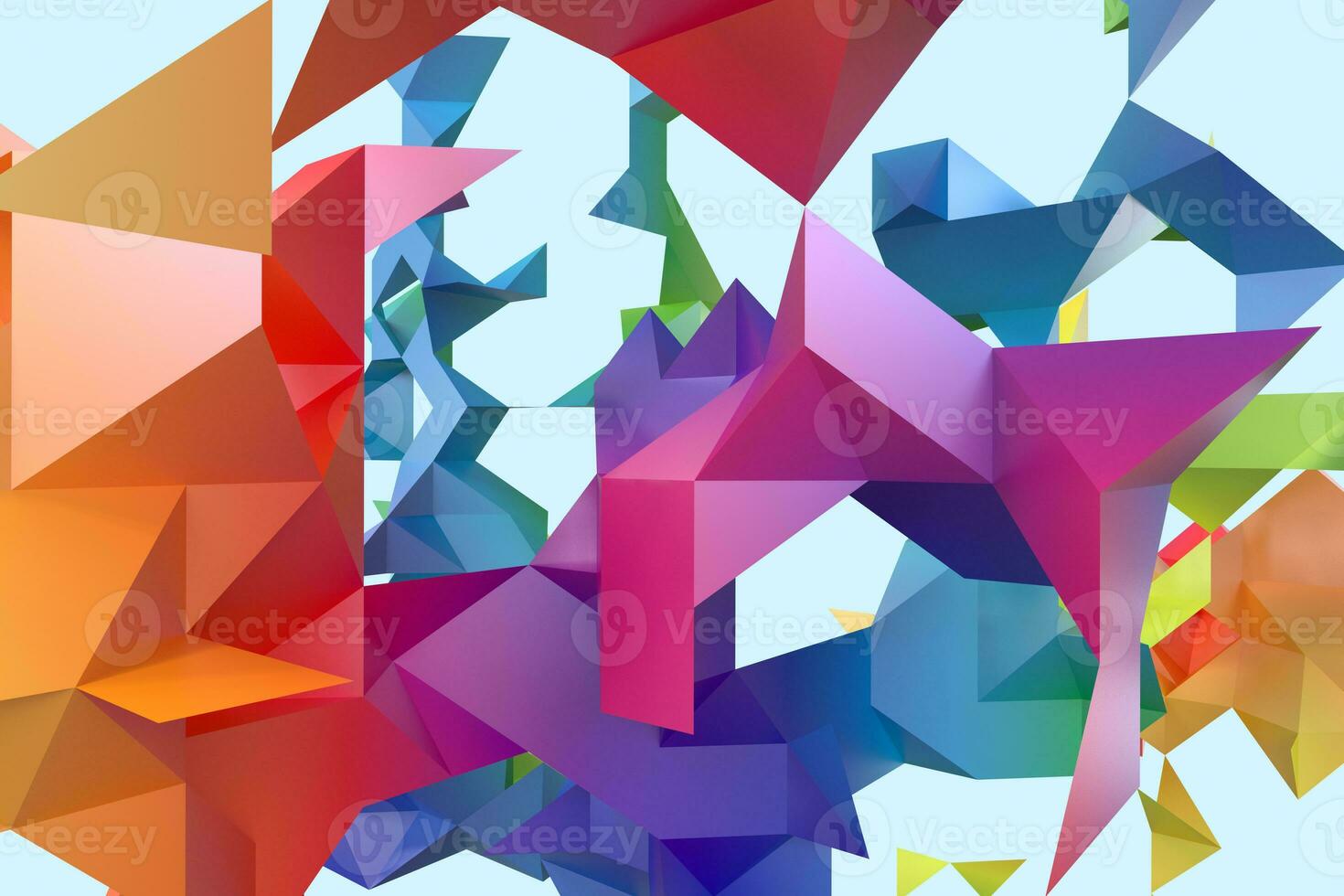 Triangular paper with creative shapes, 3d rendering photo