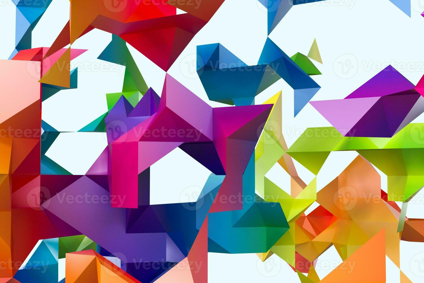 Triangular paper with creative shapes, 3d rendering photo