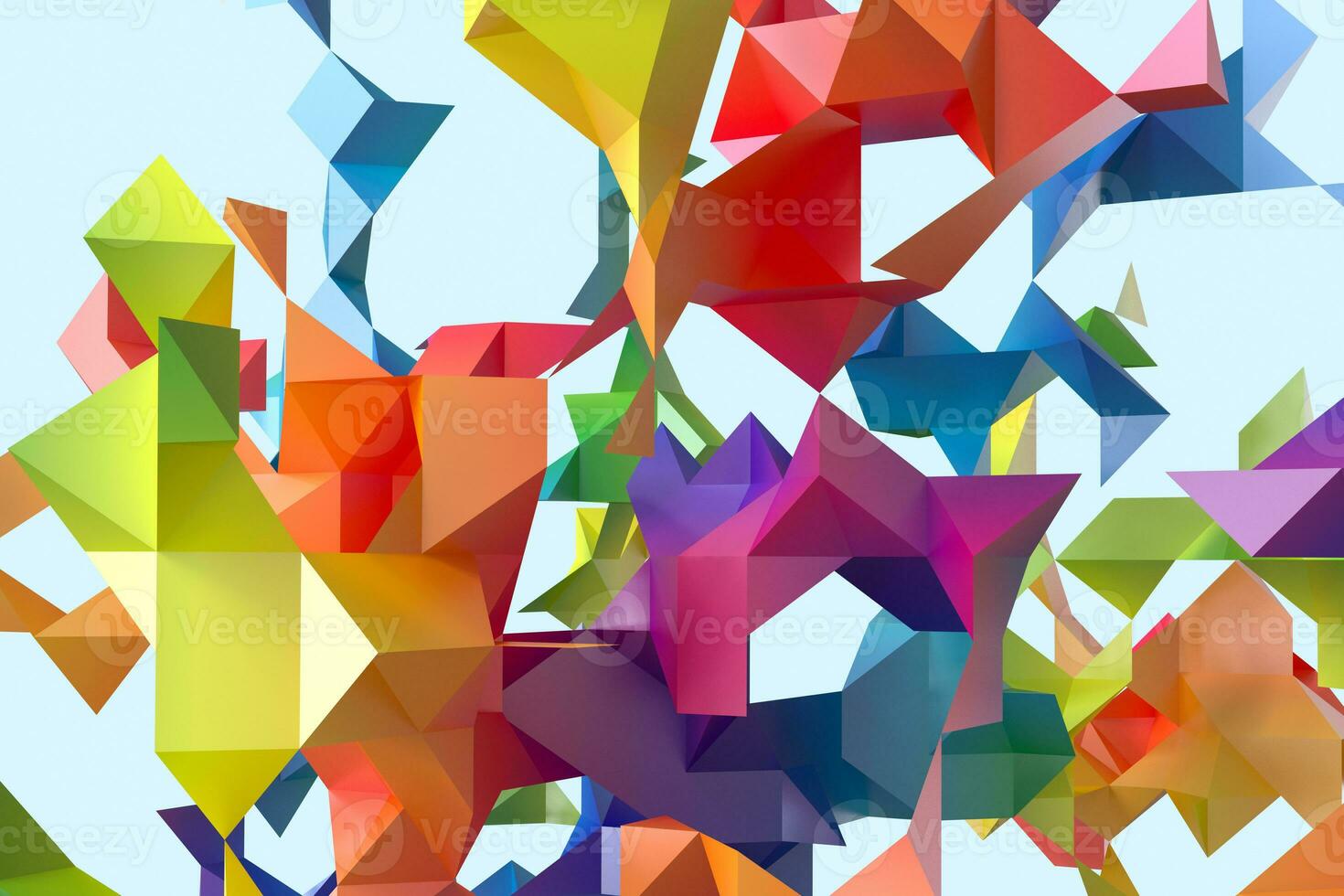 Triangular paper with creative shapes, 3d rendering photo