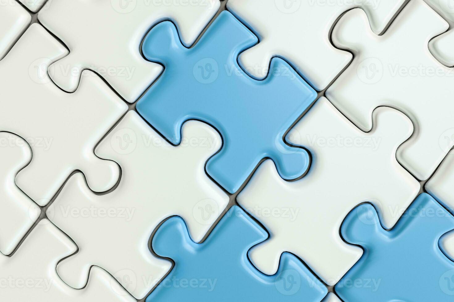 Blank puzzles arranged neatly with white background, 3d rendering. photo