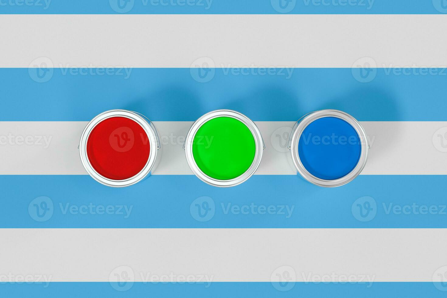 The buckets of colorful paint with white background, 3d rendering. photo