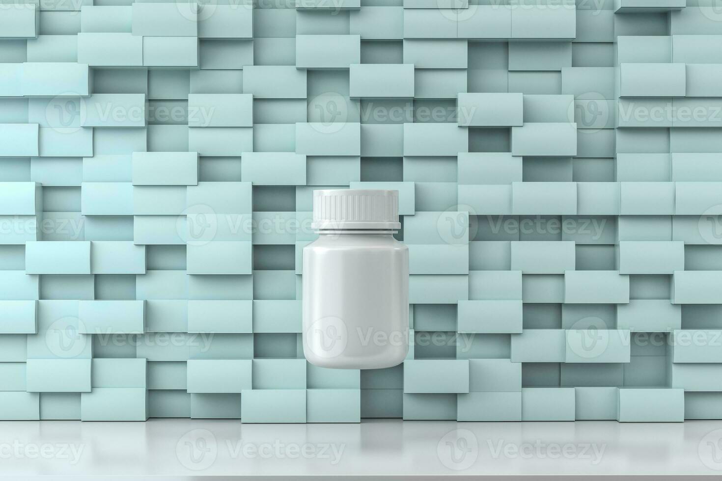 3d rendering, white medicine bottle with package boxes photo