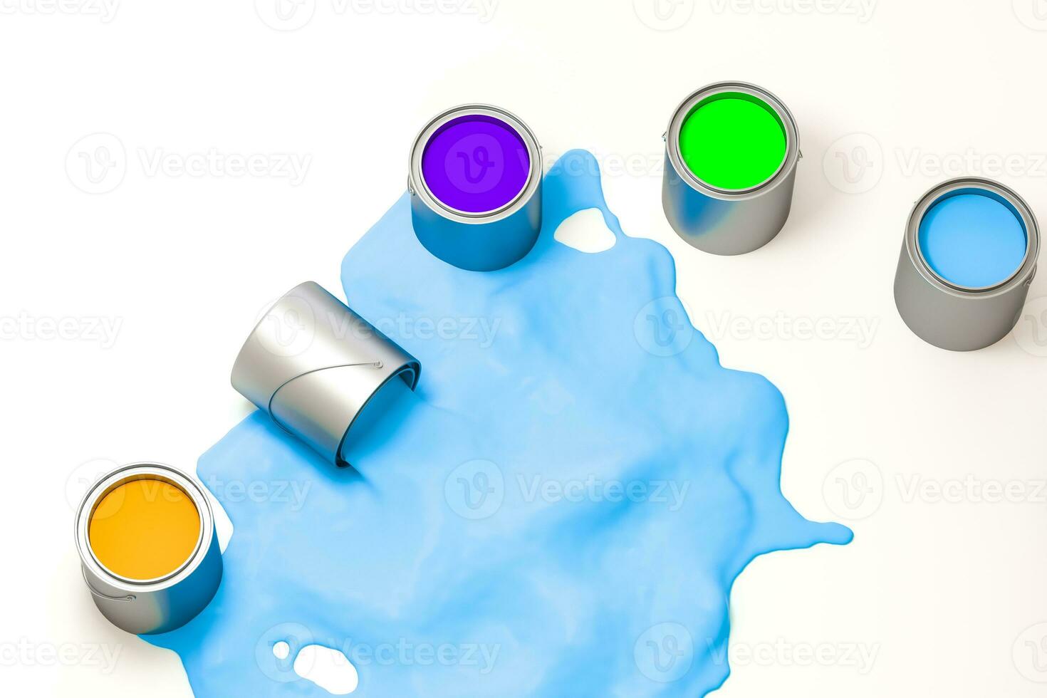 The buckets of paint with white background, 3d rendering. photo