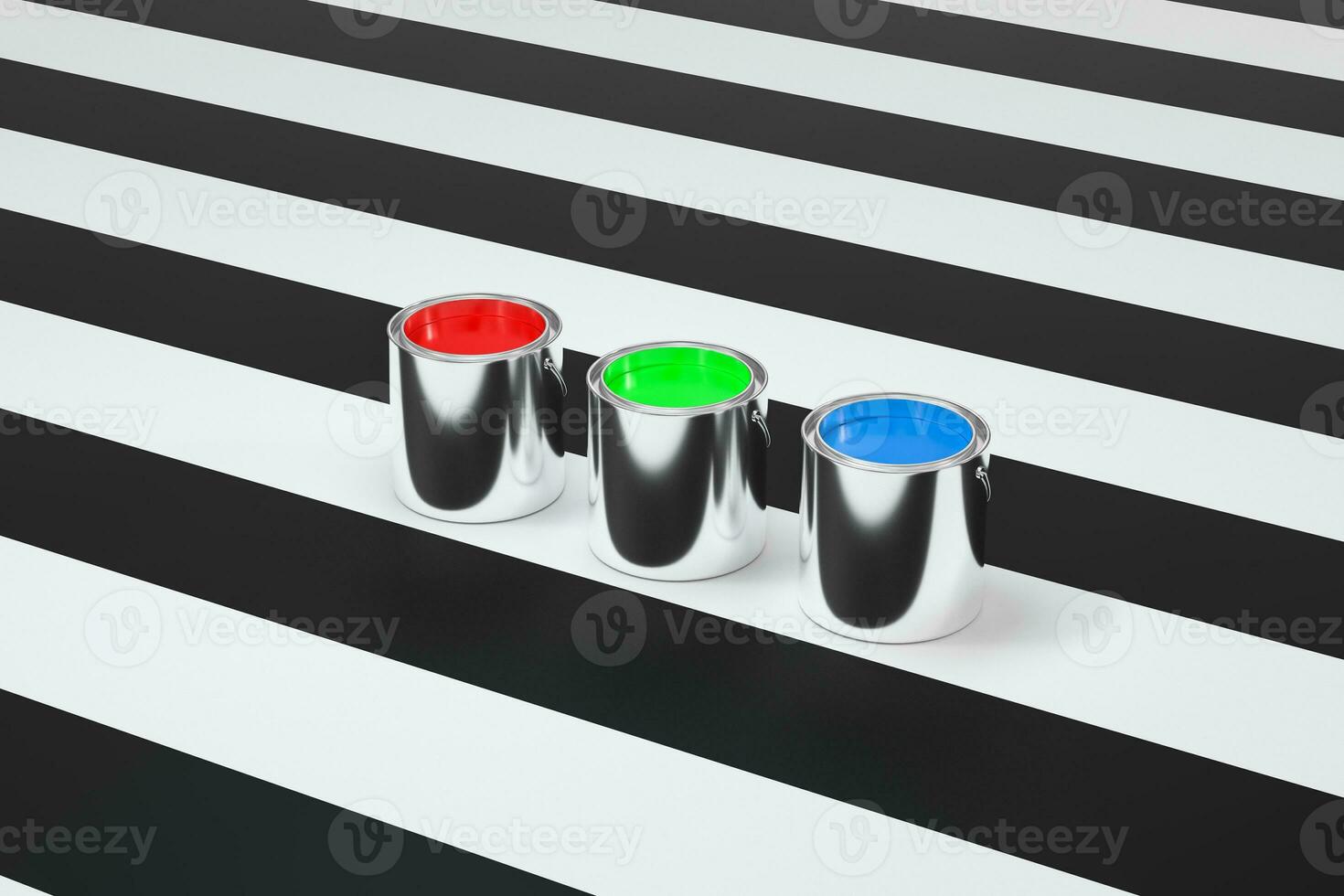 The buckets of colorful paint with white background, 3d rendering. photo