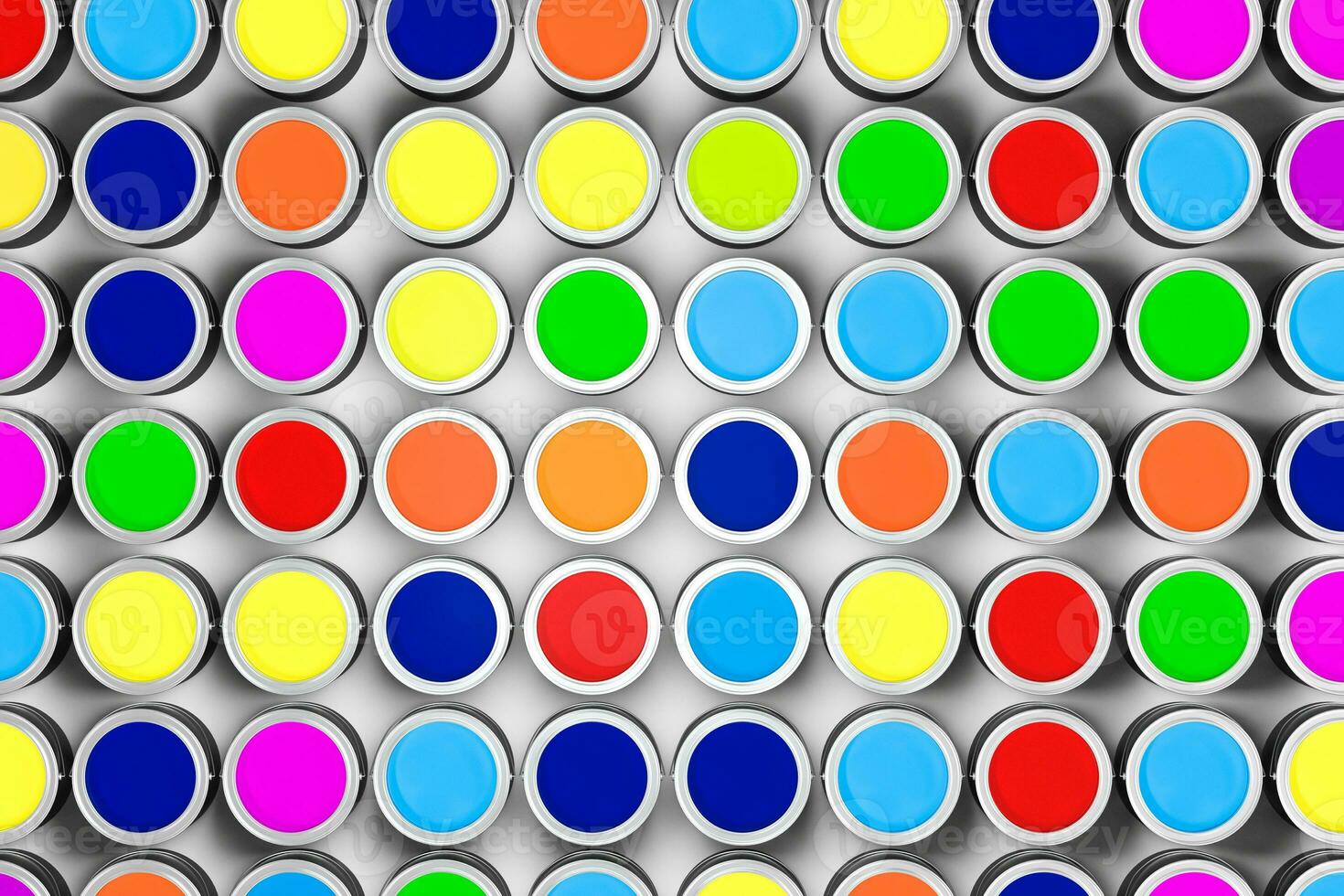 The buckets of colorful paint with white background, 3d rendering. photo