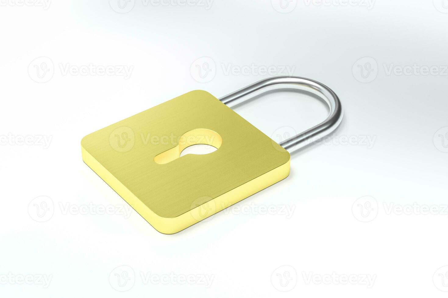 3d rendering, metal lock with digital concept background photo