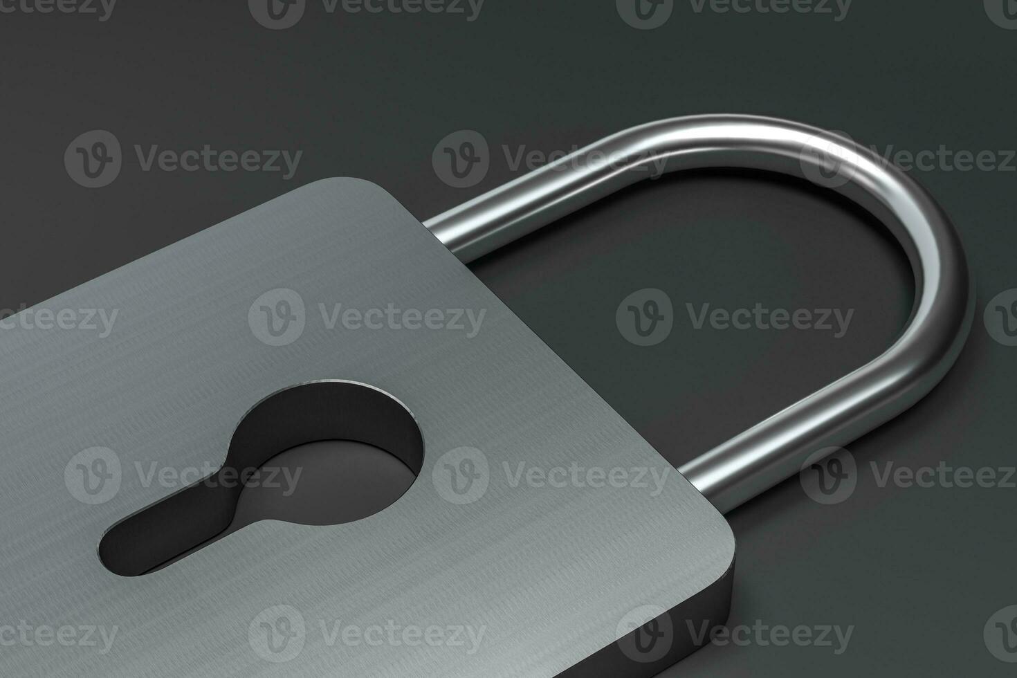 3d rendering, metal lock with digital concept background photo