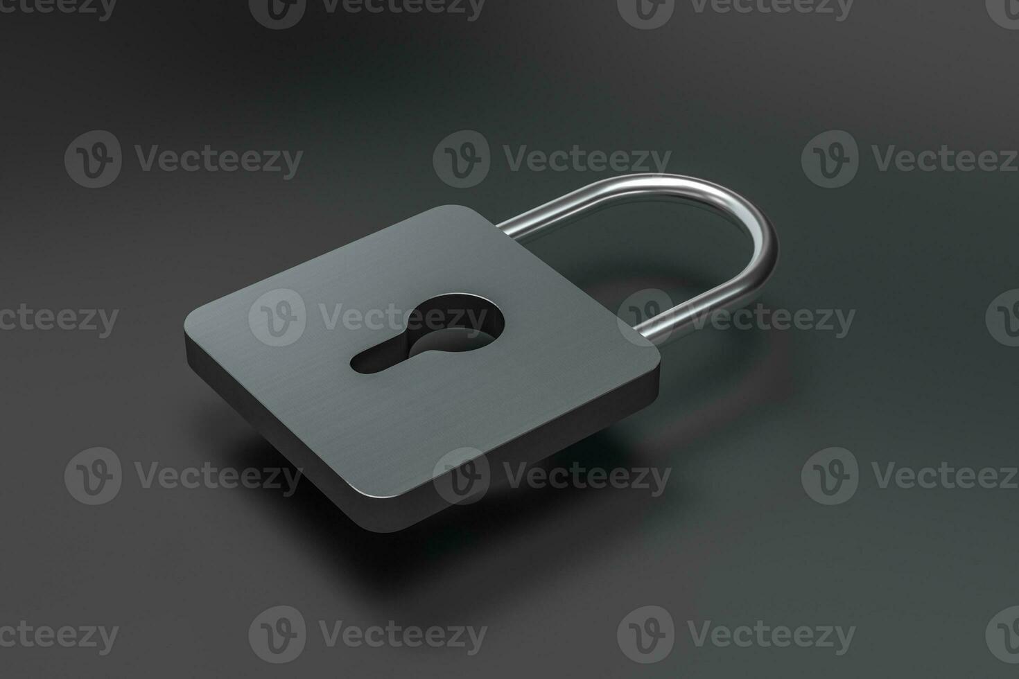 3d rendering, metal lock with digital concept background photo