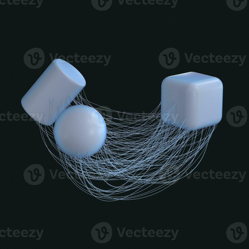 Connection lines with creative geometries, 3d rendering. photo