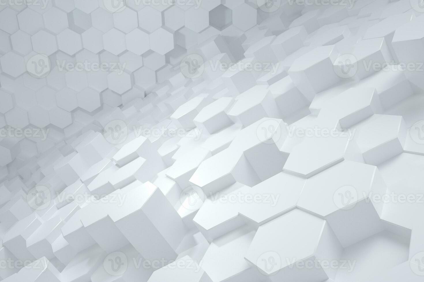 3d rendering, white triangle cubes photo