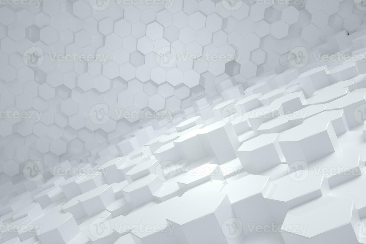 3d rendering, white triangle cubes photo