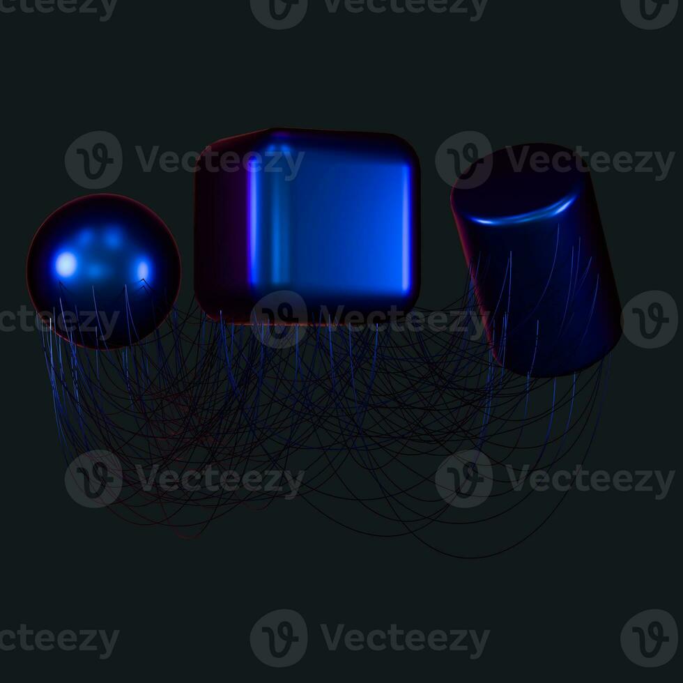 Connection lines with creative geometries, 3d rendering. photo