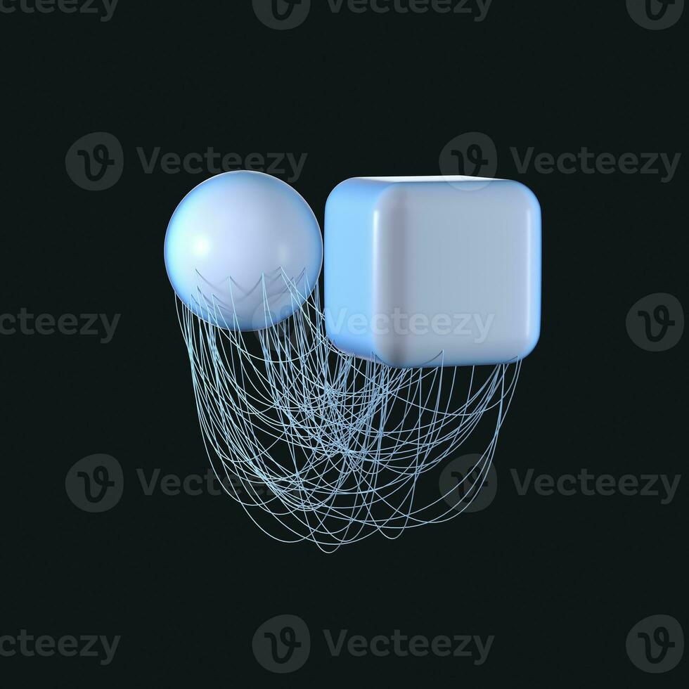 Connection lines with creative geometries, 3d rendering. photo