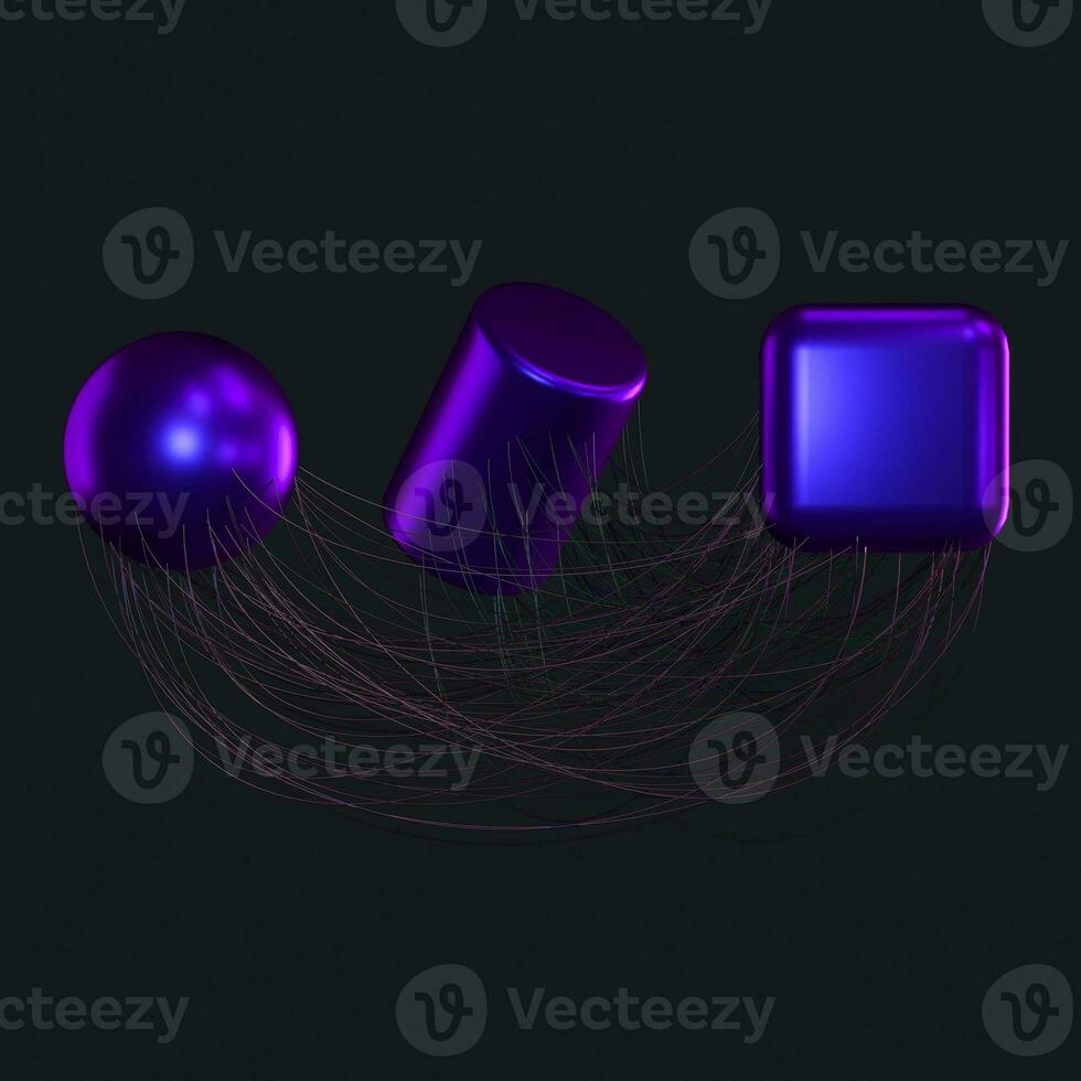 Connection lines with creative geometries, 3d rendering. photo