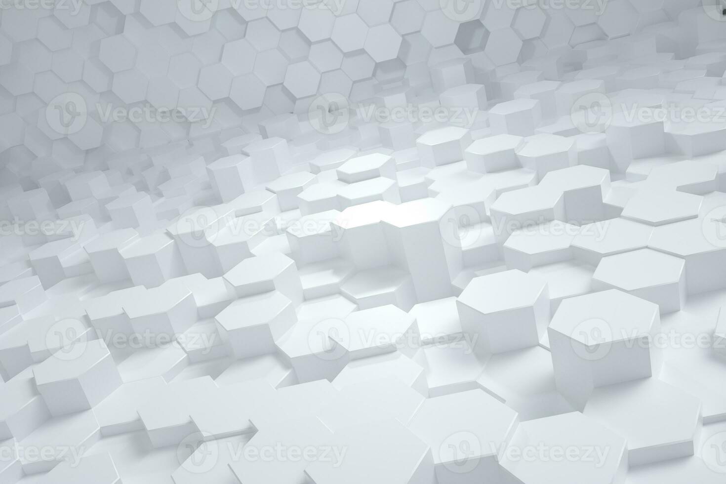 3d rendering, white triangle cubes photo