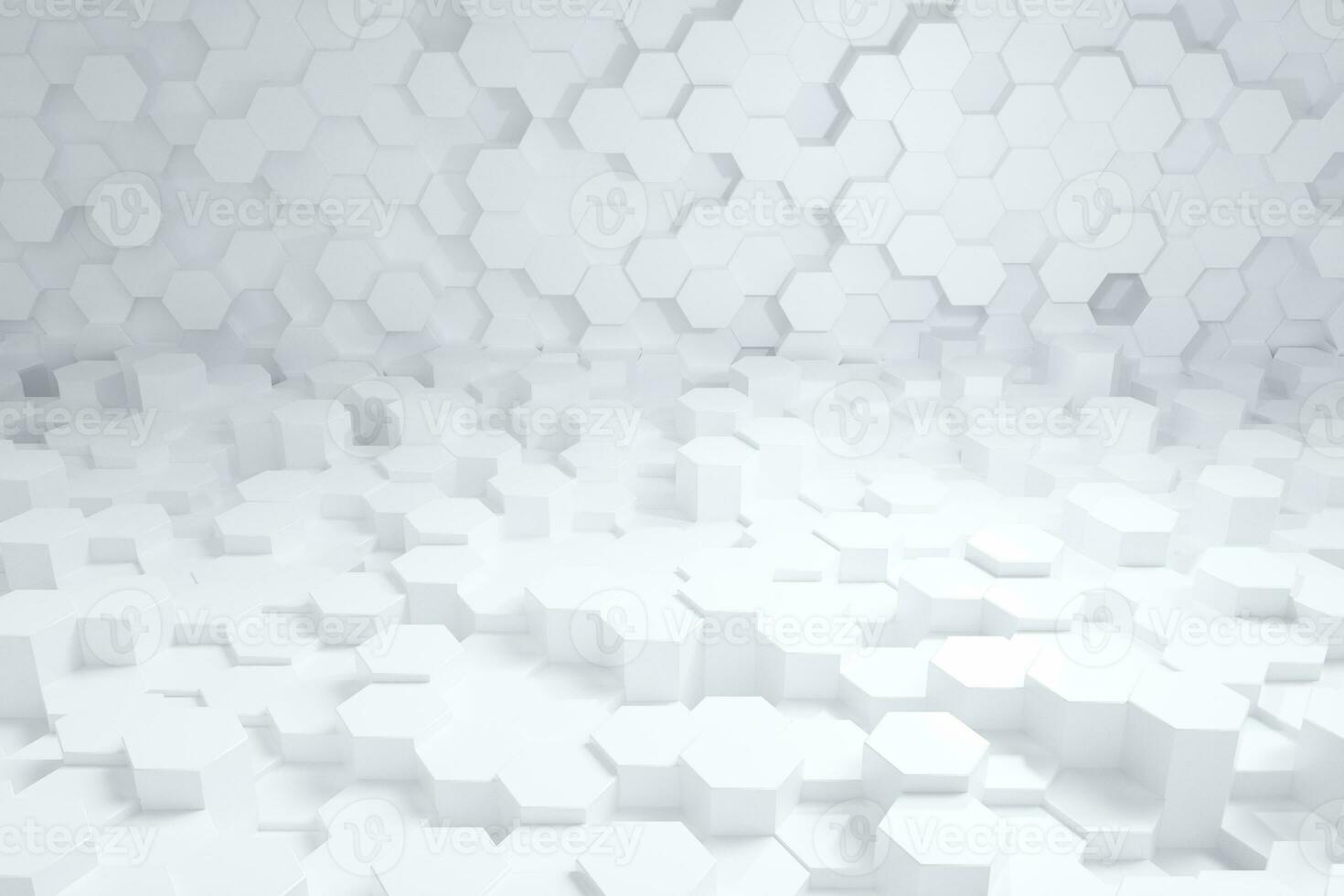 3d rendering, white triangle cubes photo