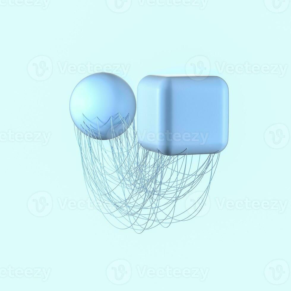 Connection lines with creative geometries, 3d rendering. photo