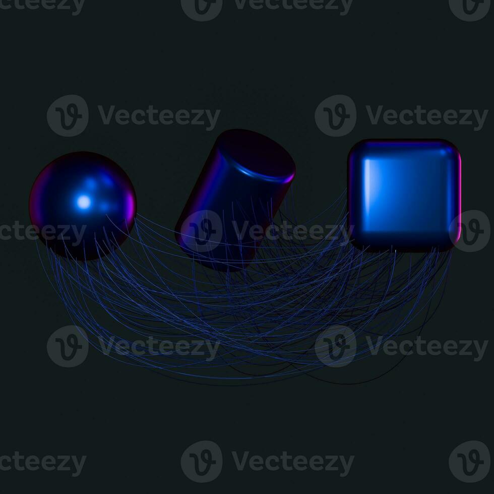 Connection lines with creative geometries, 3d rendering. photo