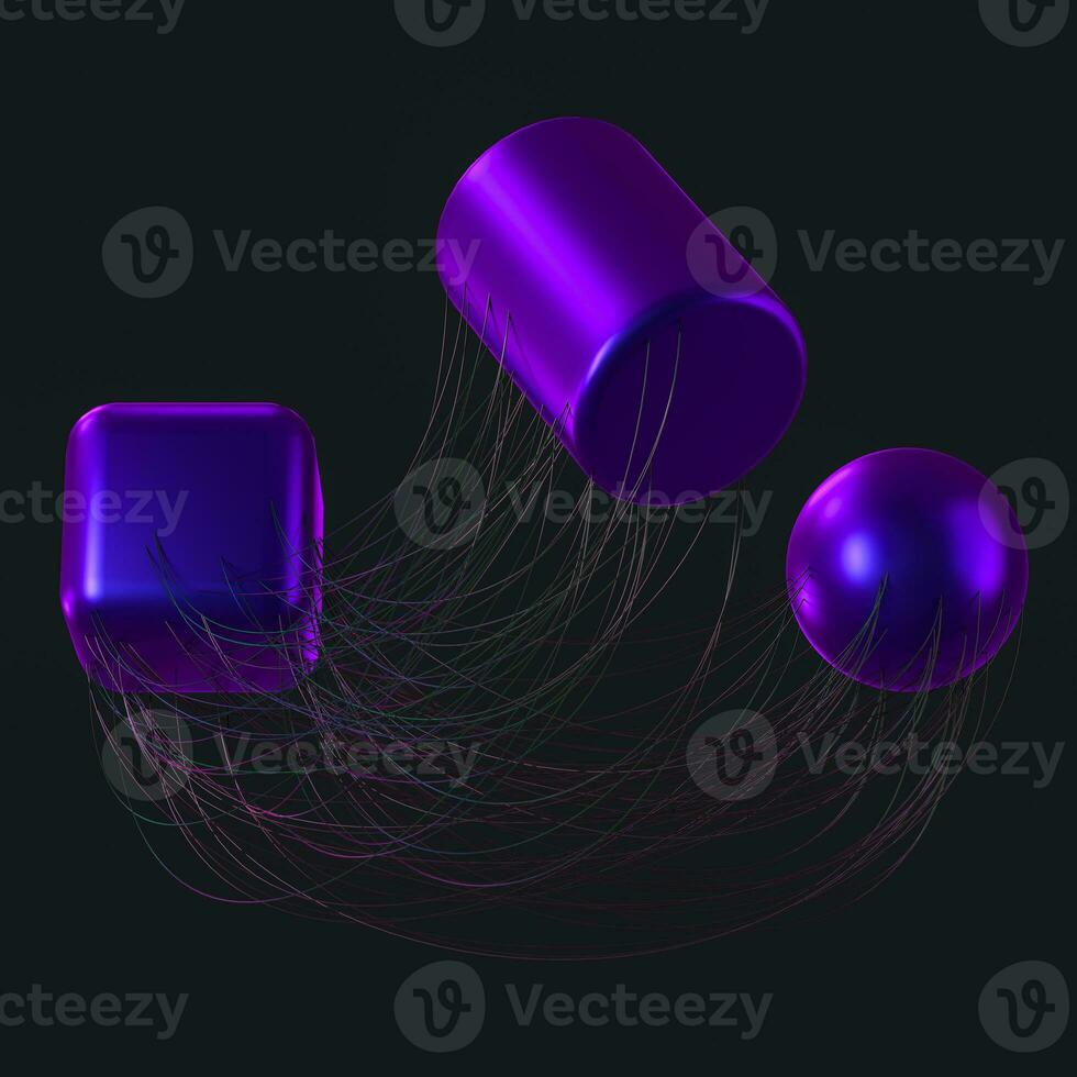 Connection lines with creative geometries, 3d rendering. photo
