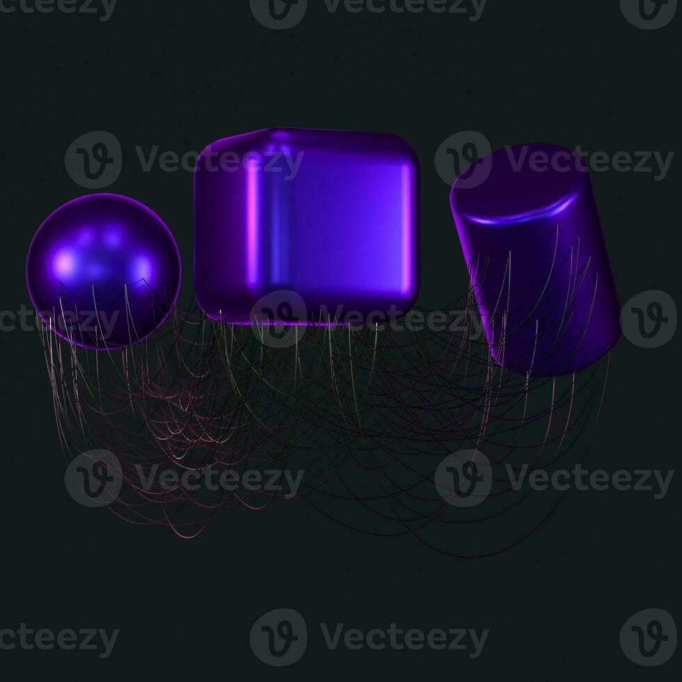 Connection lines with creative geometries, 3d rendering. photo