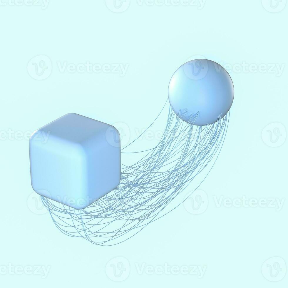 Connection lines with creative geometries, 3d rendering. photo