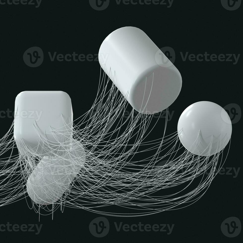 Connection lines with creative geometries, 3d rendering. photo