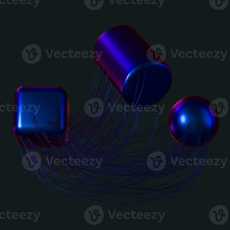 Connection lines with creative geometries, 3d rendering. photo