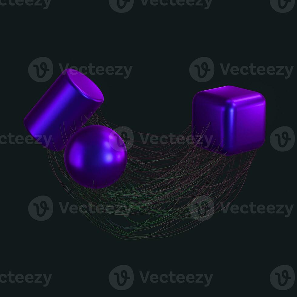 Connection lines with creative geometries, 3d rendering. photo