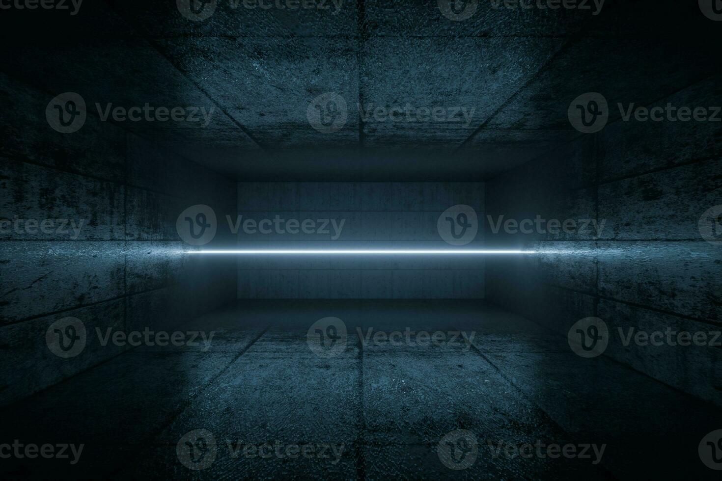 3d rendering, glowing magic lines in anbanoned room, dark background photo