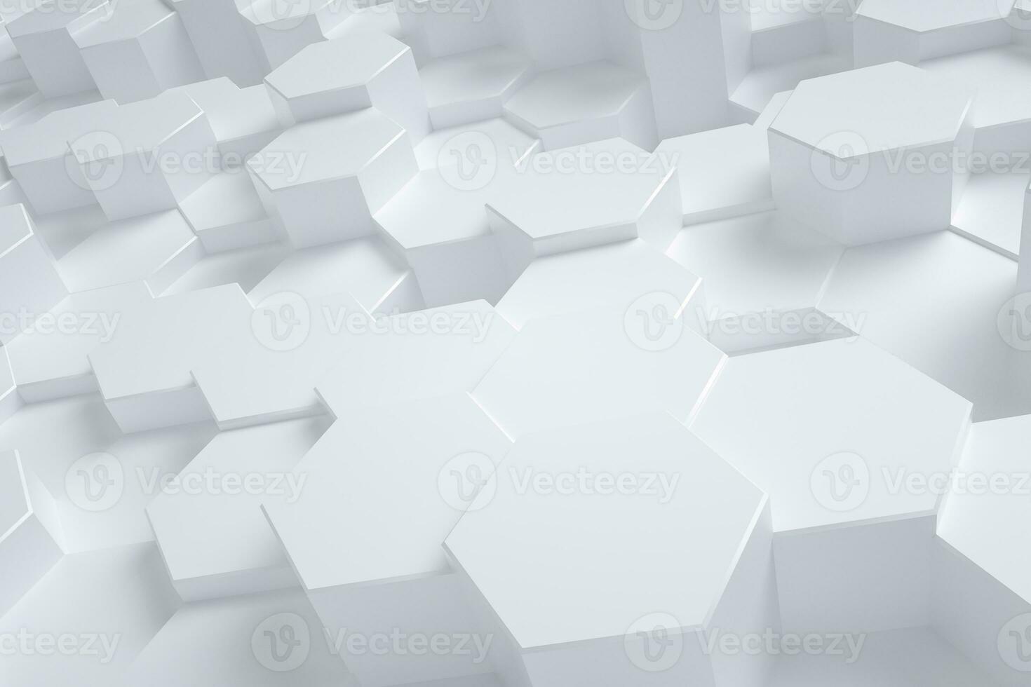 3d rendering, white triangle cubes photo