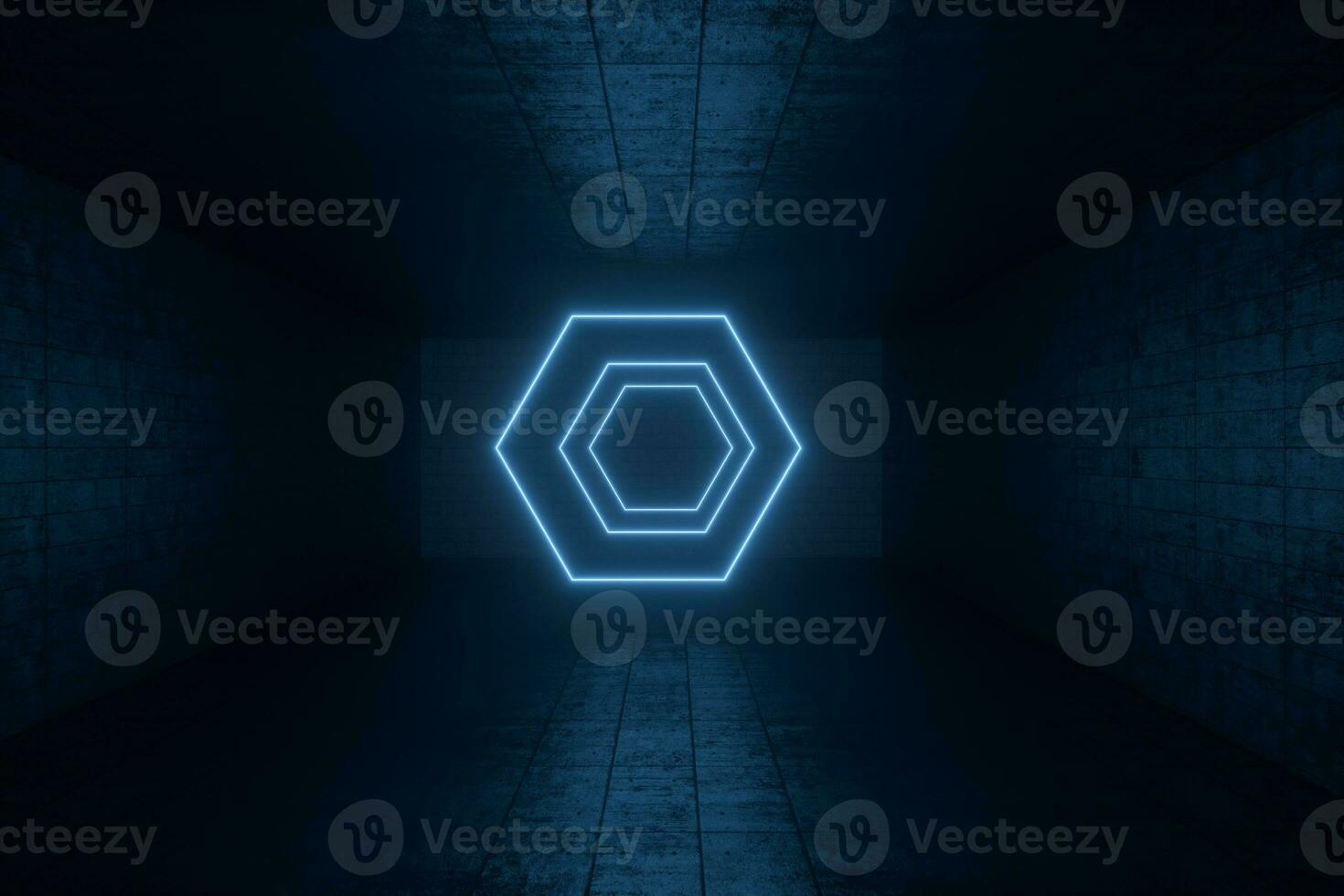 3d rendering, glowing magic lines in anbanoned room, dark background photo
