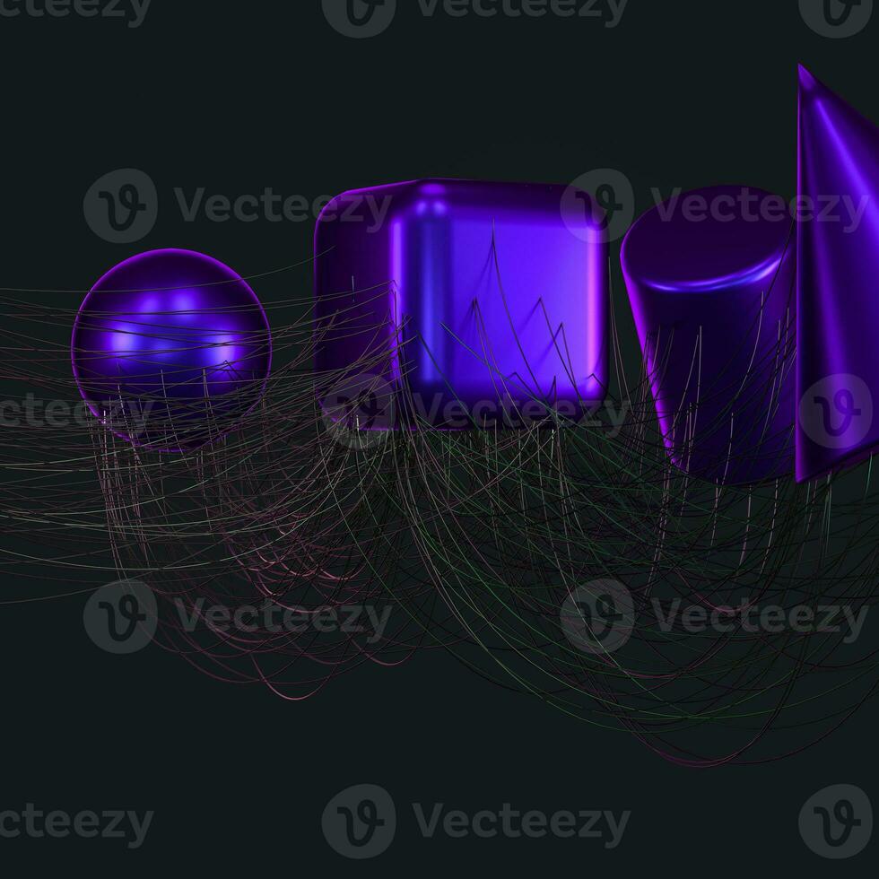 Connection lines with creative geometries, 3d rendering. photo