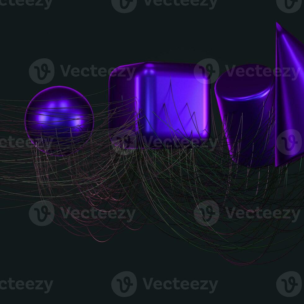 conexión líneas con creativo geometrías, 3d representación. foto