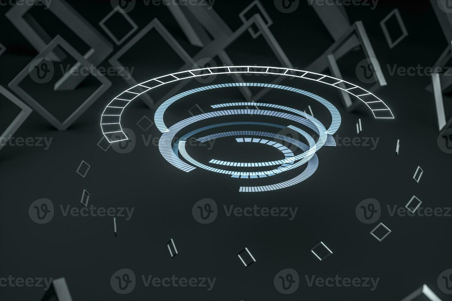 3d rendering, dark creative polygon elements photo