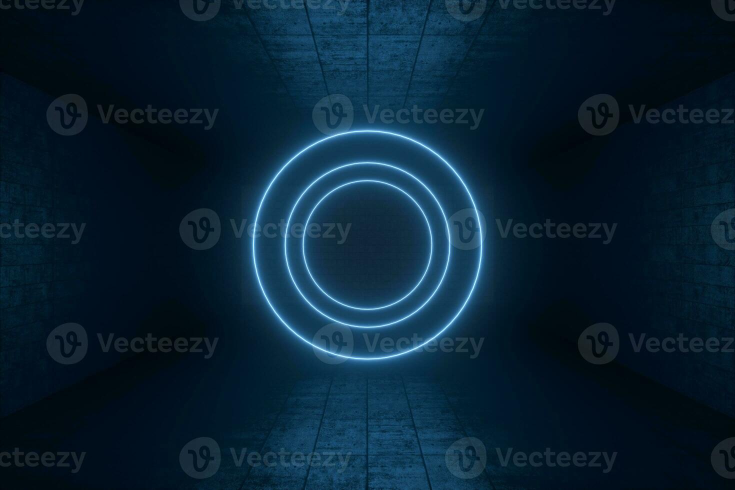 3d rendering, glowing magic lines in anbanoned room, dark background photo