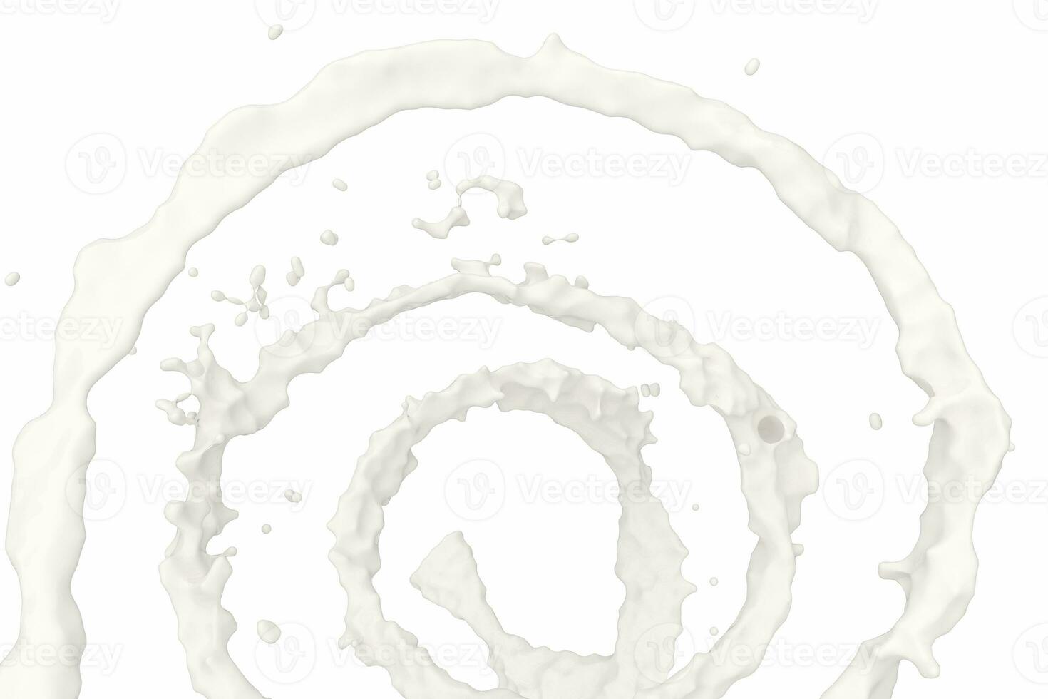 Purity splashing milk with creative shapes, 3d rendering. photo