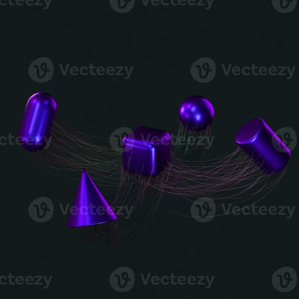 Connection lines with creative geometries, 3d rendering. photo