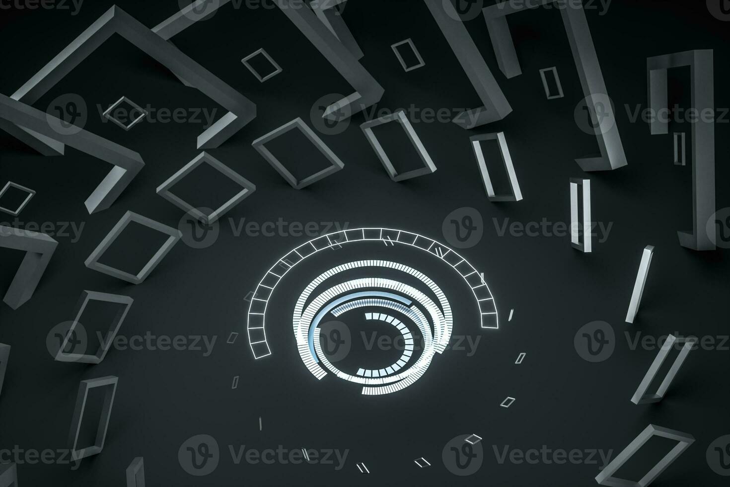 3d rendering, dark creative polygon elements photo