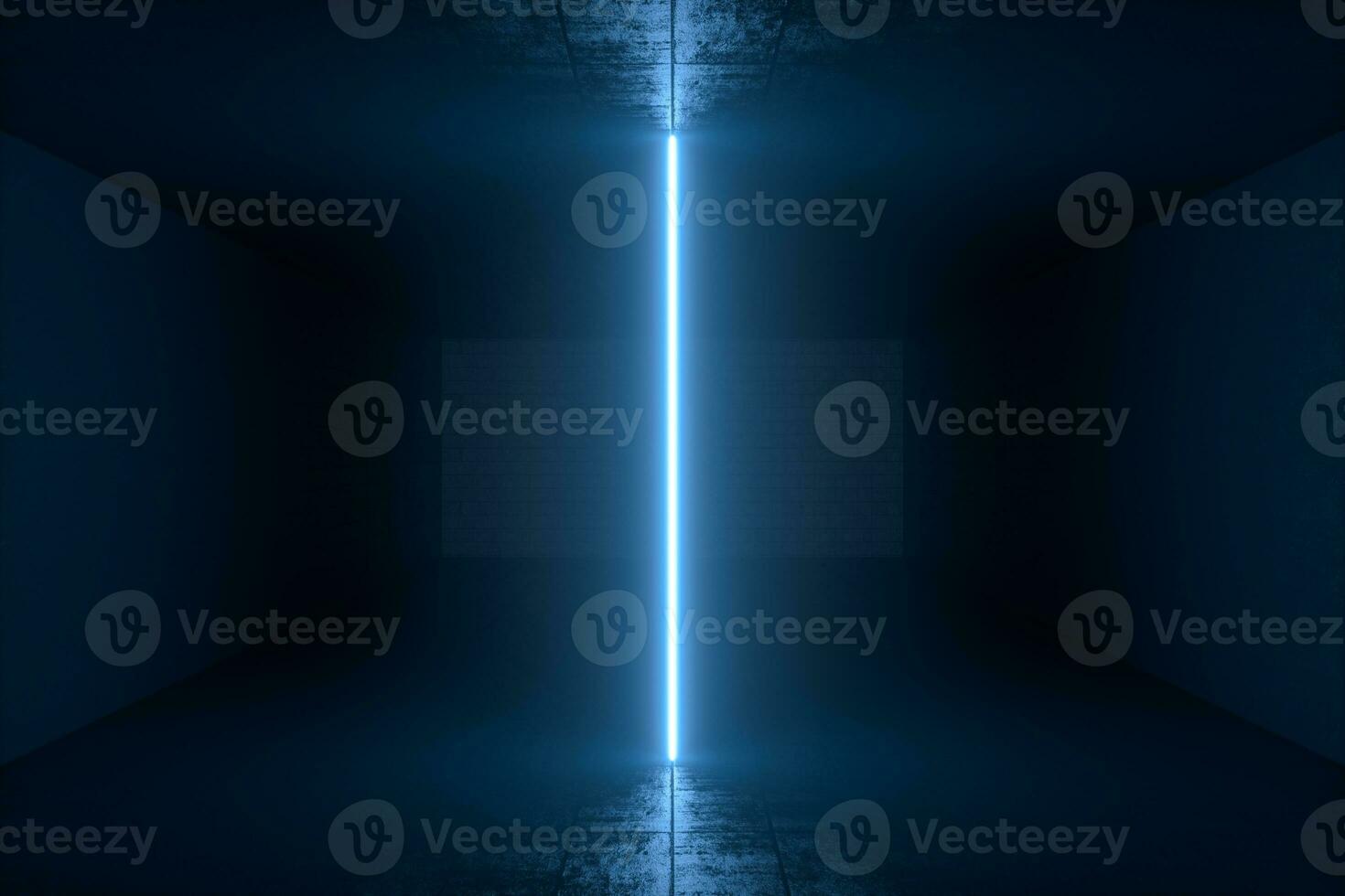 3d rendering, glowing magic lines in anbanoned room, dark background photo