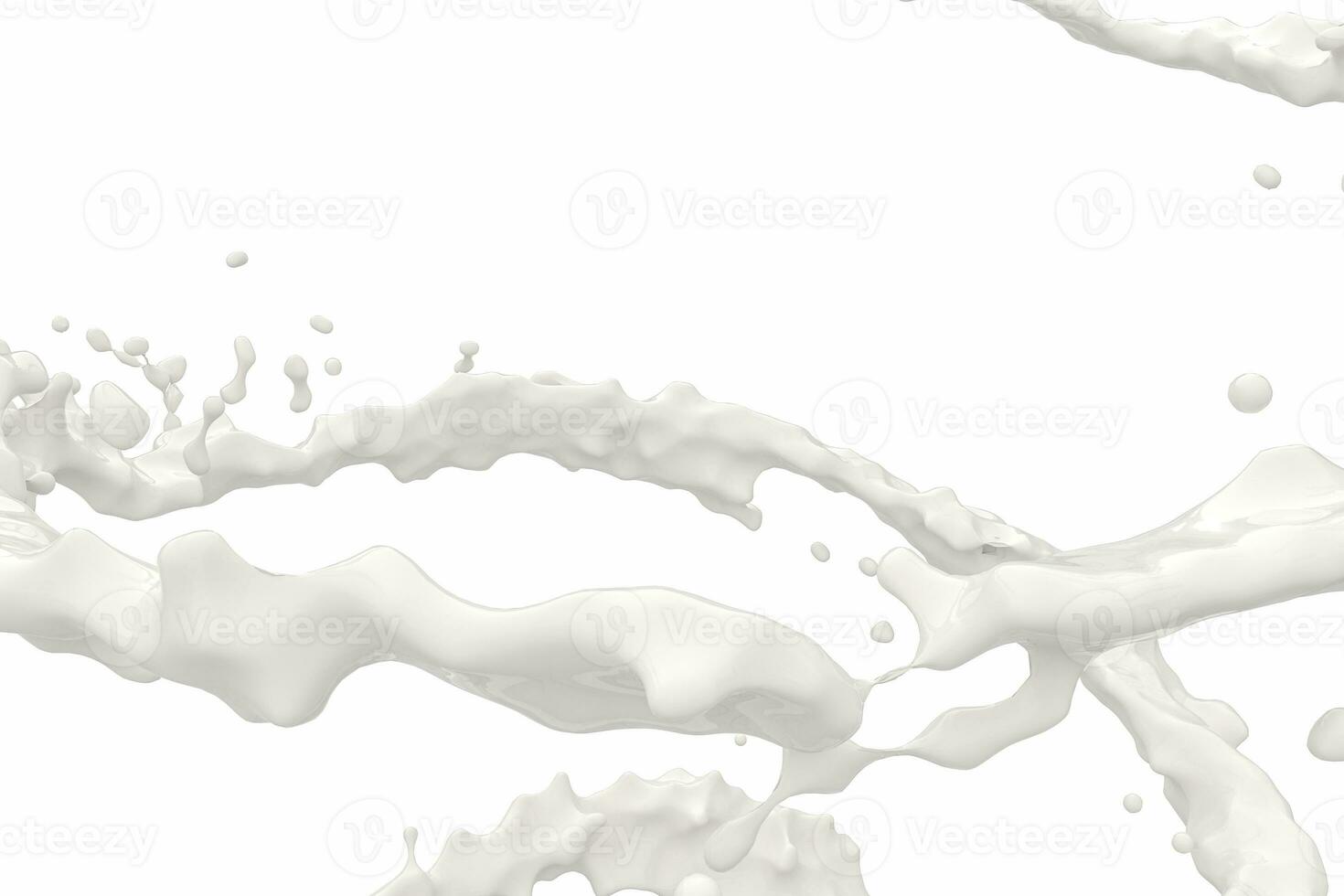 Purity splashing milk with creative shapes, 3d rendering. photo