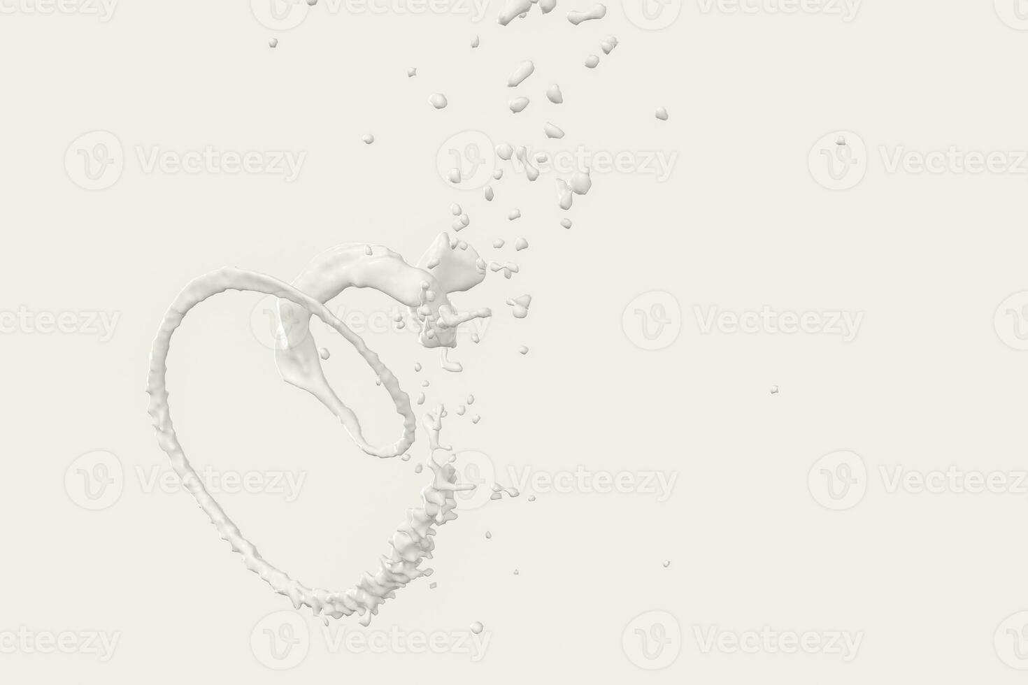 Purity splashing milk with creative shapes, 3d rendering. photo