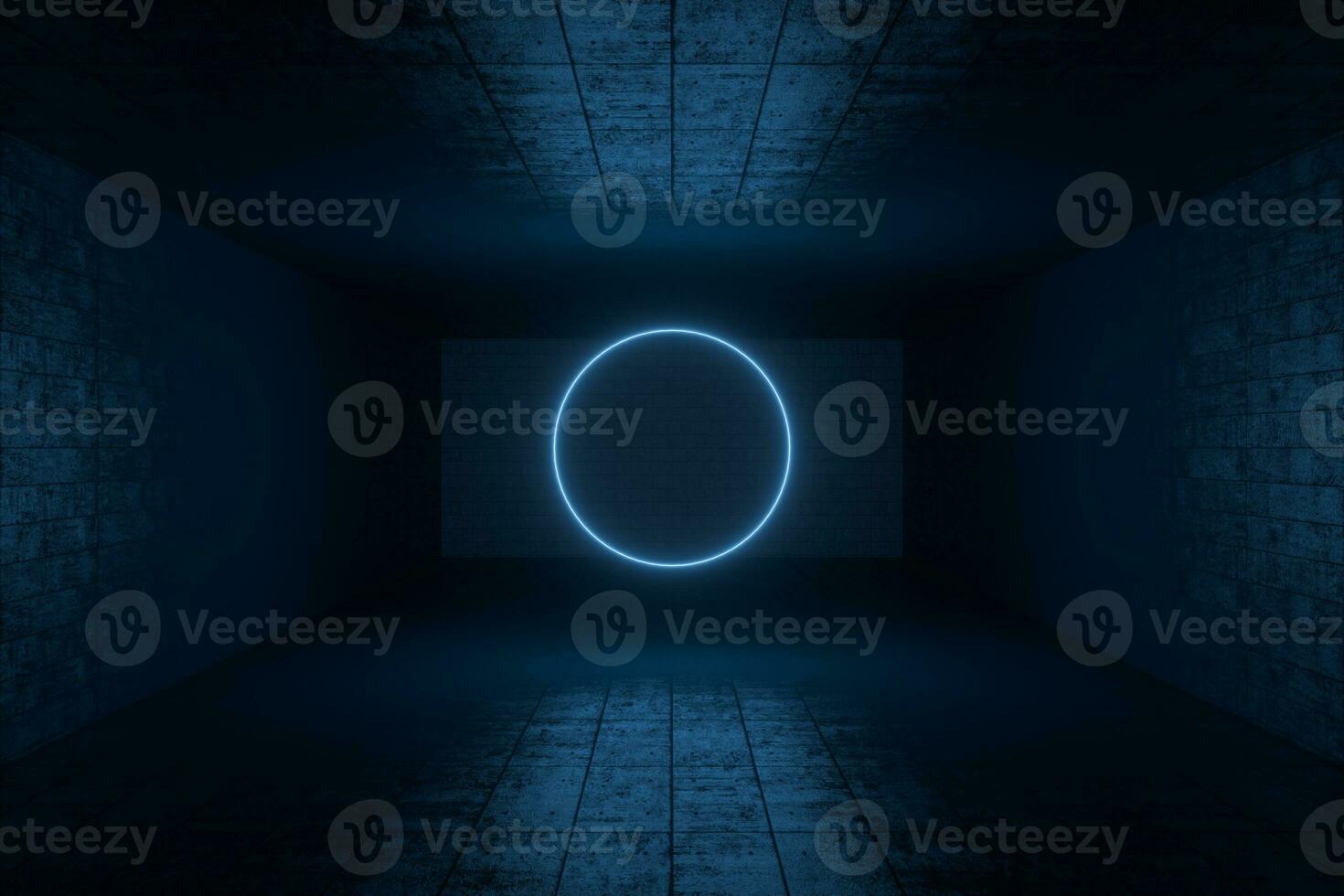 3d rendering, glowing magic lines in anbanoned room, dark background photo