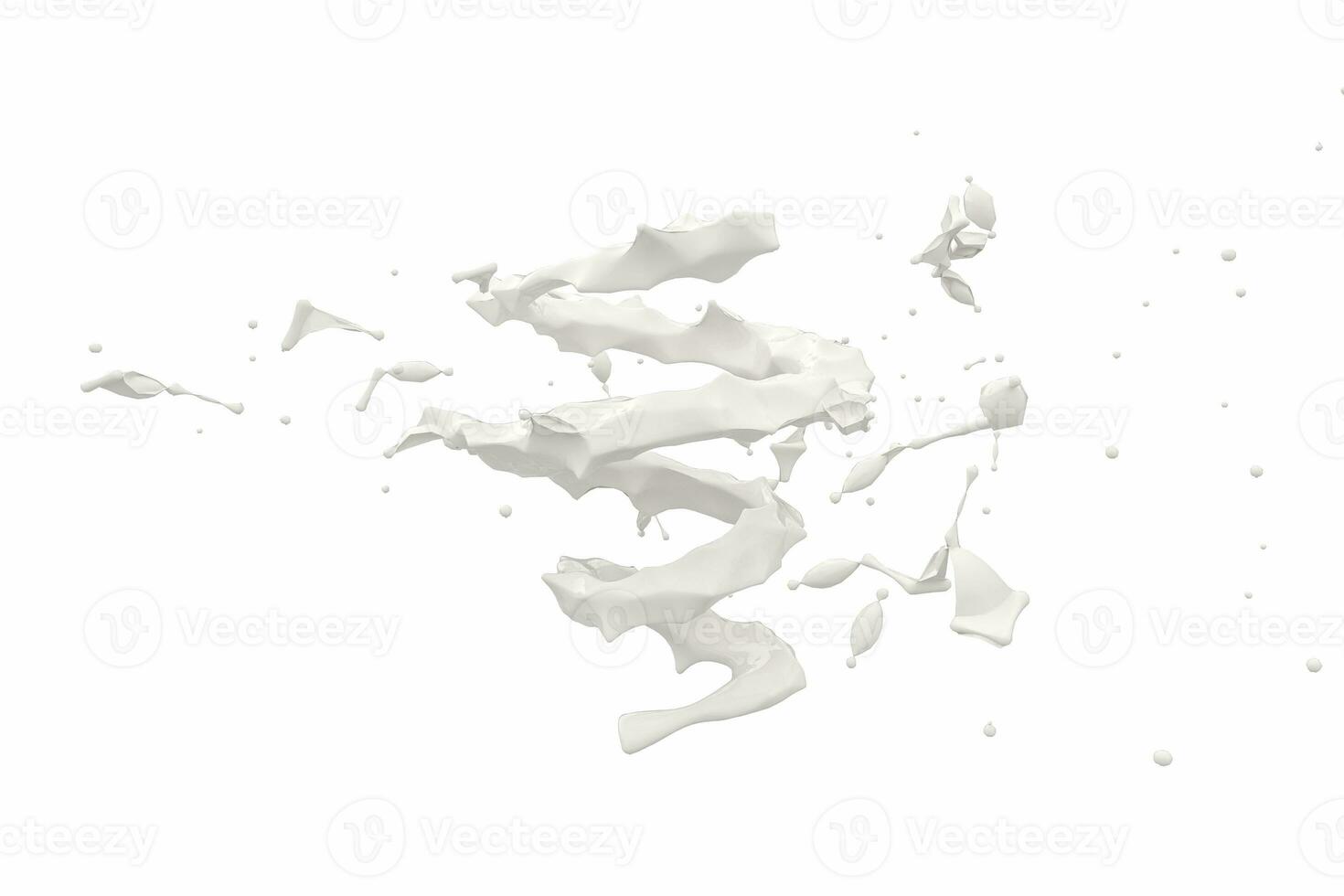 Purity splashing milk with creative shapes, 3d rendering. photo