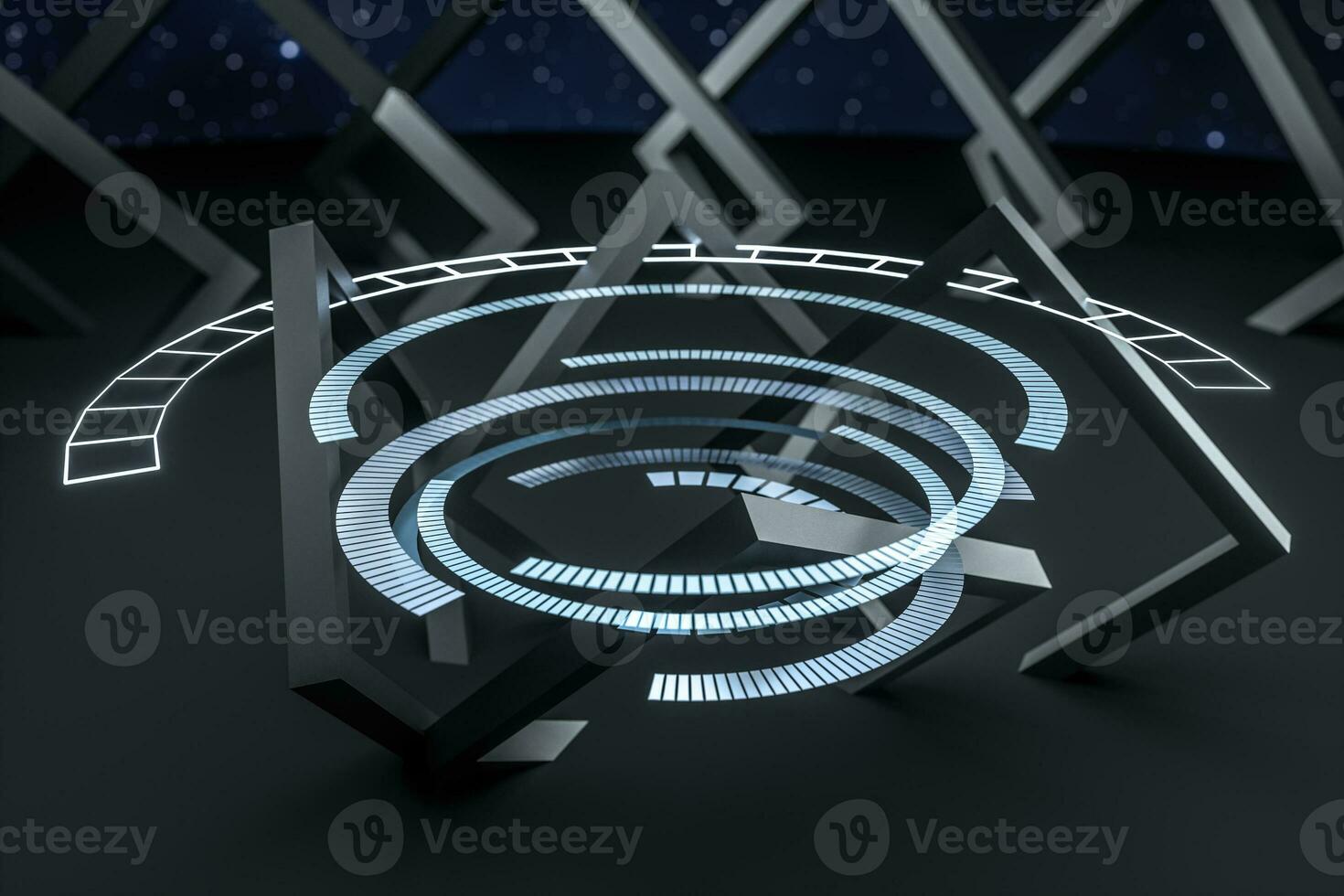 3d rendering, dark creative polygon elements photo